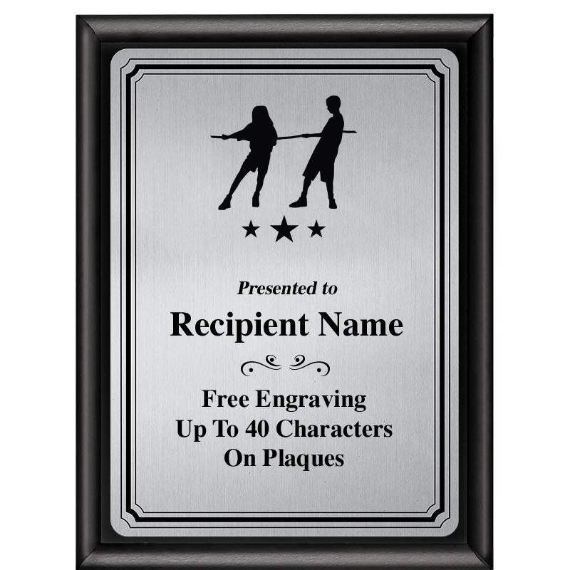 6X8 SLVR TRIO PLT BLK SHNY PLQ