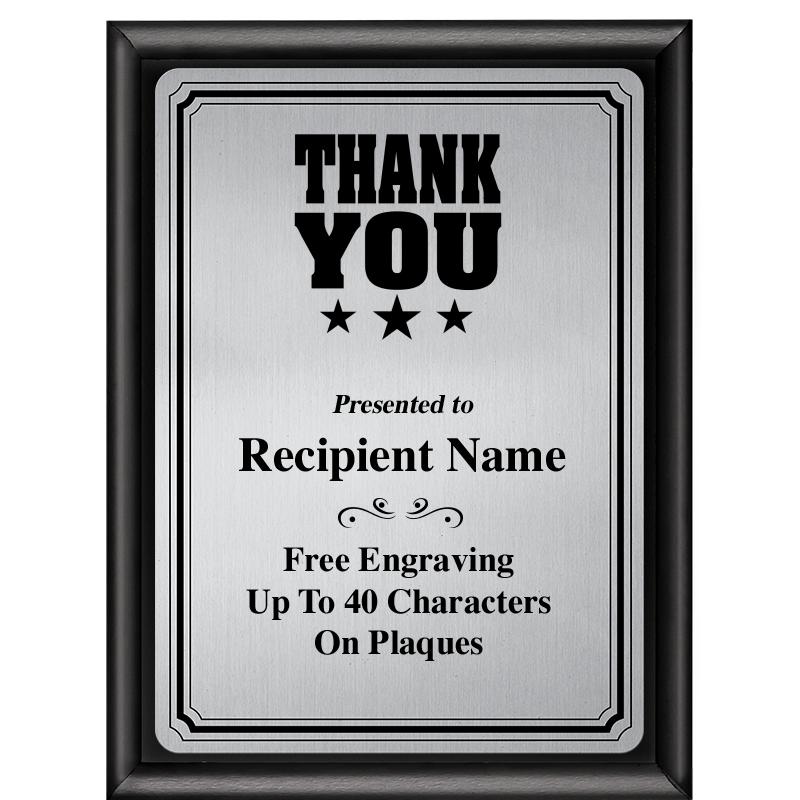 6X8 SLVR TRIO PLT BLK SHNY PLQ