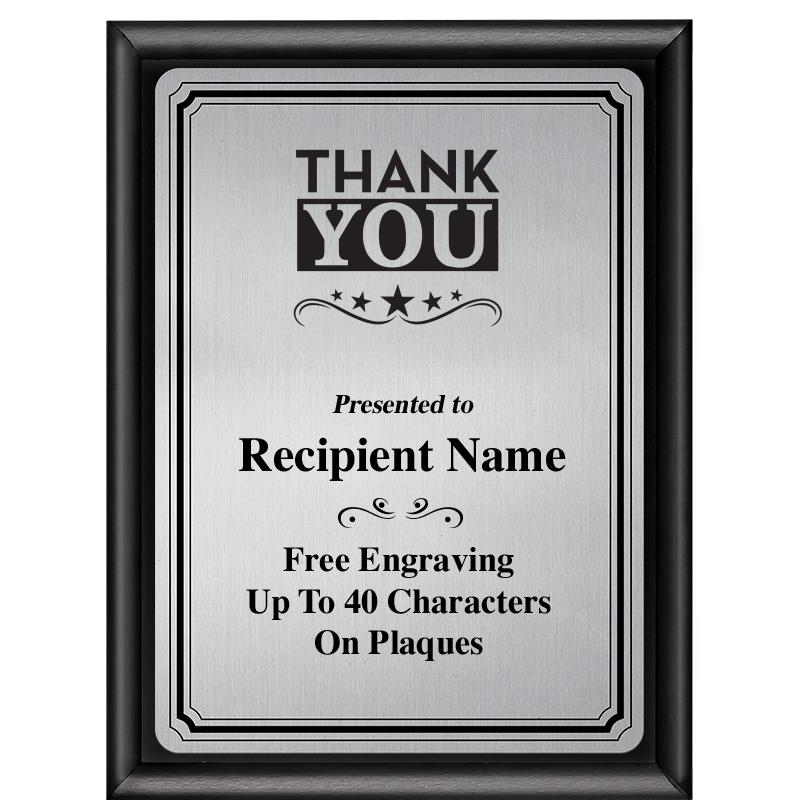 6X8 SLVR TRIO PLT BLK SHNY PLQ