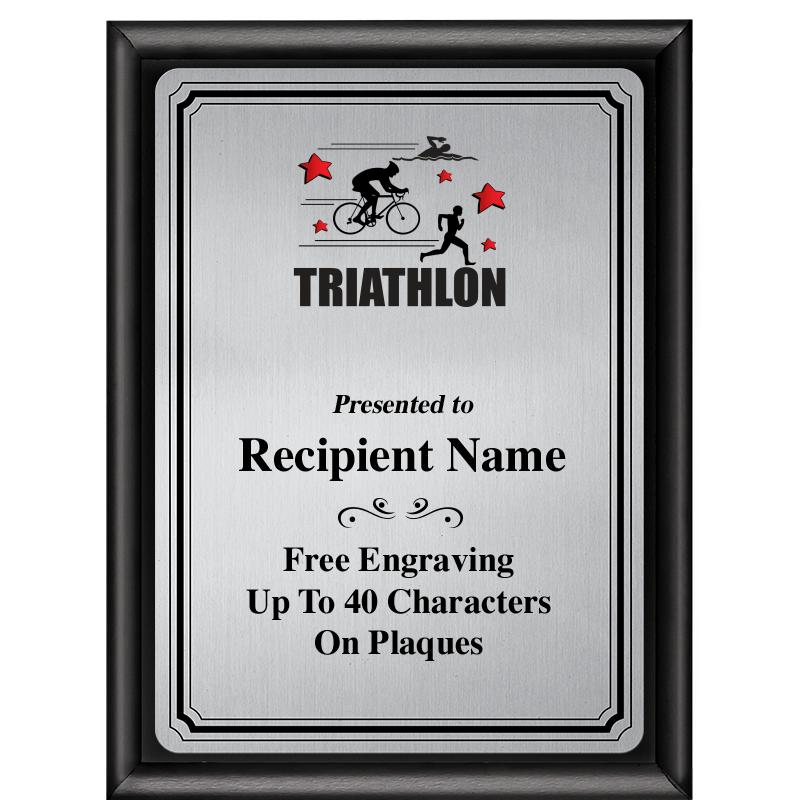 6X8 SLVR TRIO PLT BLK SHNY PLQ