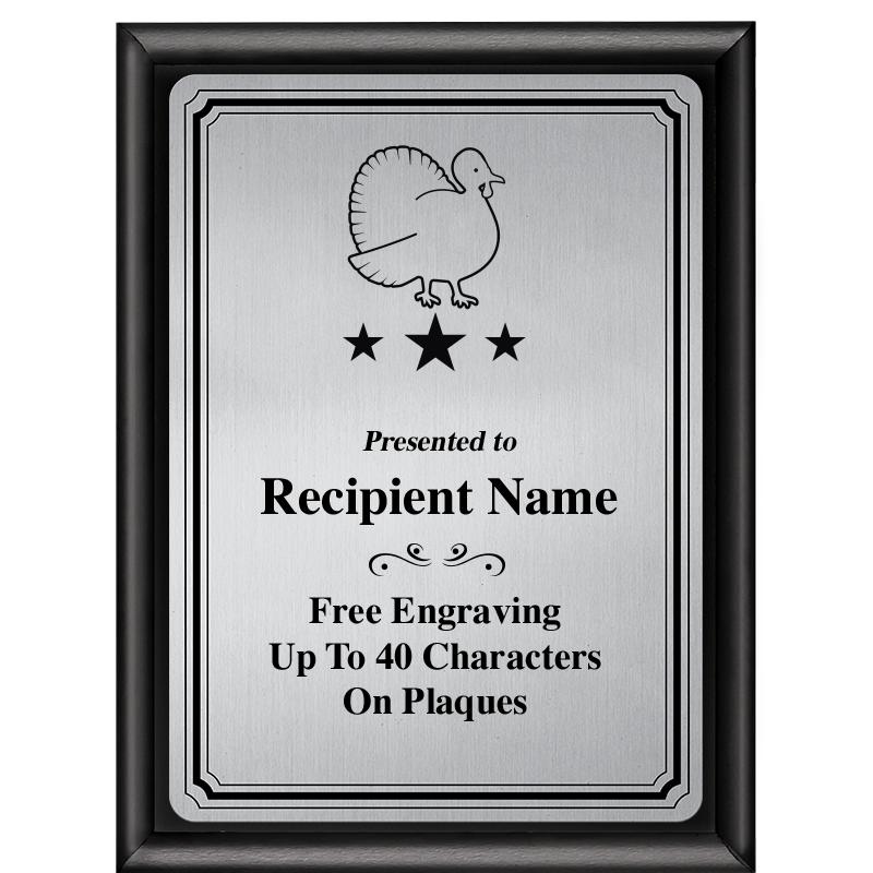 6X8 SLVR TRIO PLT BLK SHNY PLQ