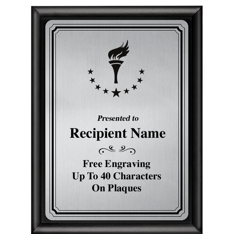 6X8 SLVR TRIO PLT BLK SHNY PLQ