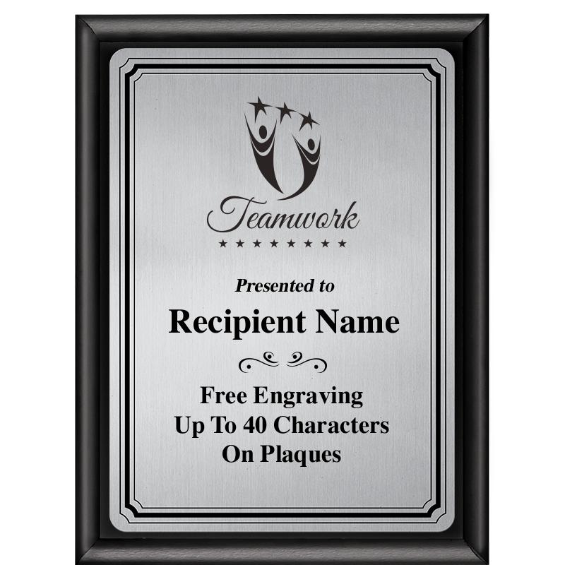 6X8 SLVR TRIO PLT BLK SHNY PLQ