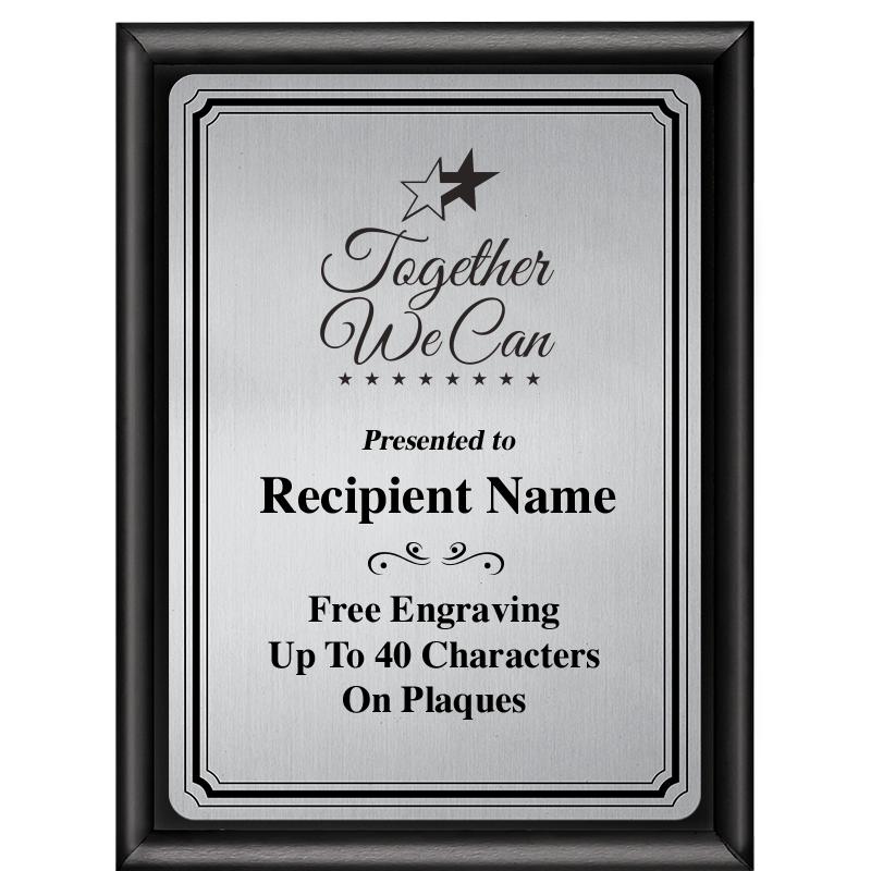 6X8 SLVR TRIO PLT BLK SHNY PLQ