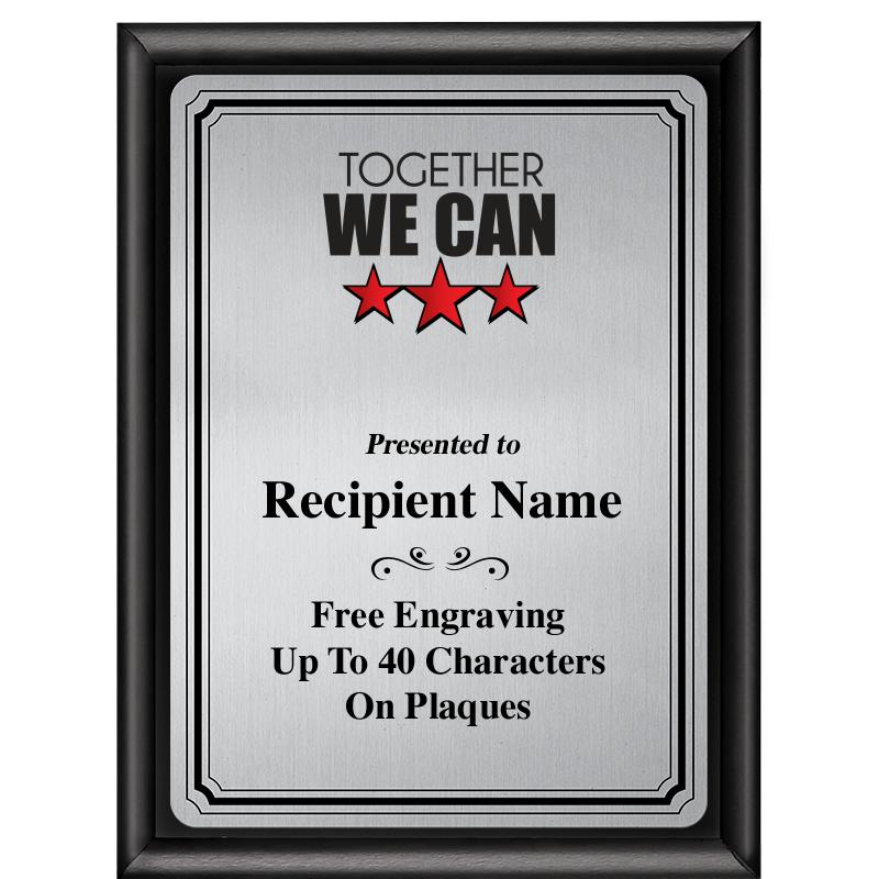 6X8 SLVR TRIO PLT BLK SHNY PLQ