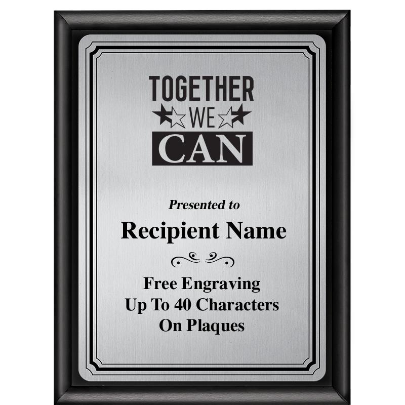 6X8 SLVR TRIO PLT BLK SHNY PLQ