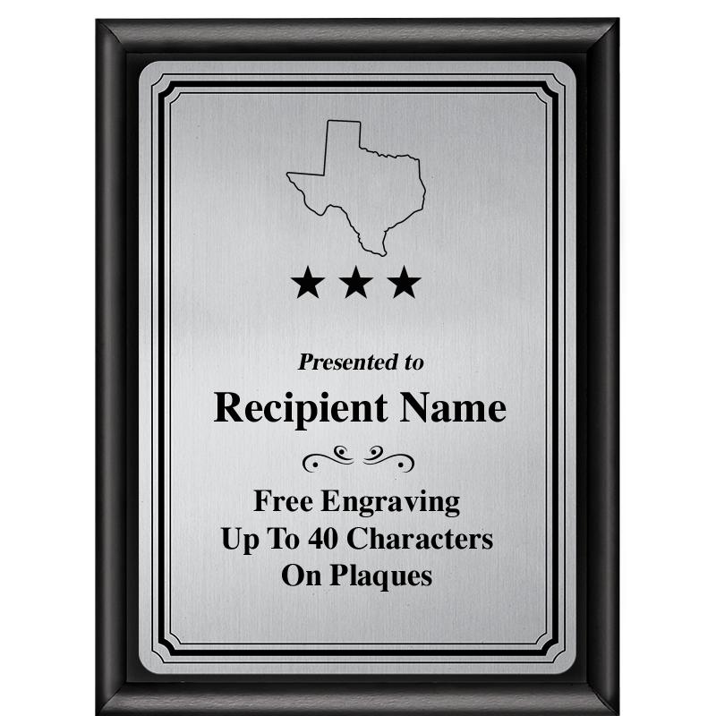 6X8 SLVR TRIO PLT BLK SHNY PLQ