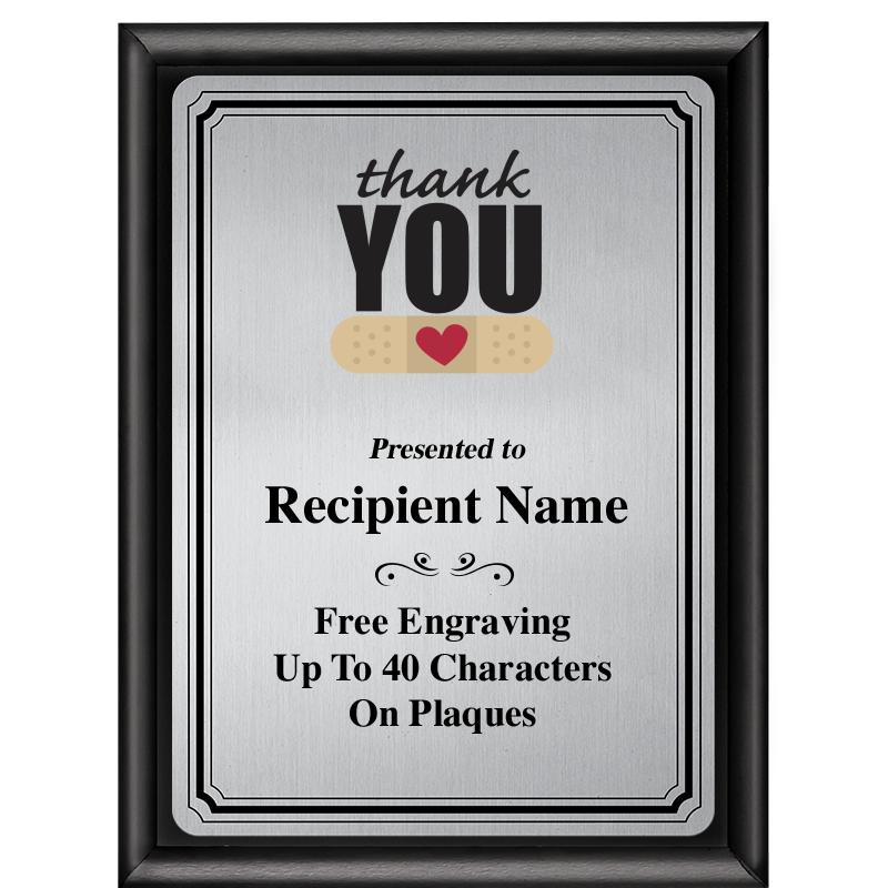 6X8 SLVR TRIO PLT BLK SHNY PLQ