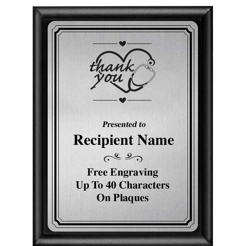 6X8 SLVR TRIO PLT BLK SHNY PLQ