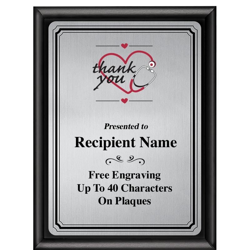 6X8 SLVR TRIO PLT BLK SHNY PLQ