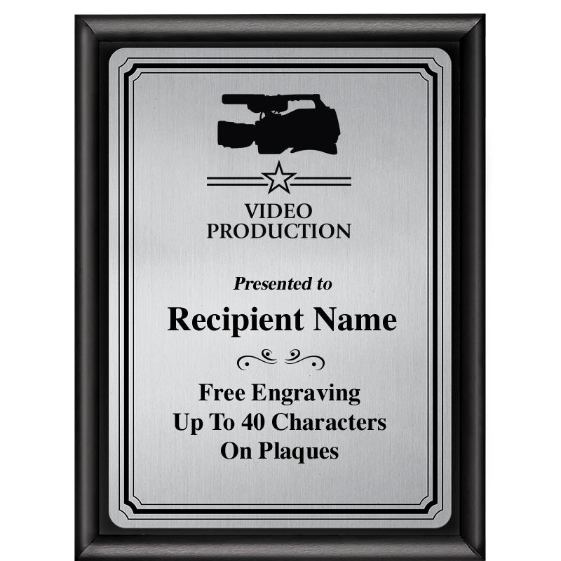 6X8 SLVR TRIO PLT BLK SHNY PLQ