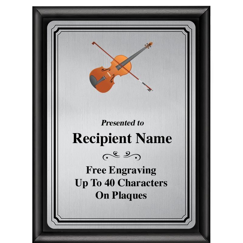 6X8 SLVR TRIO PLT BLK SHNY PLQ