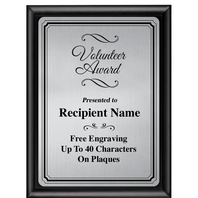 6X8 SLVR TRIO PLT BLK SHNY PLQ