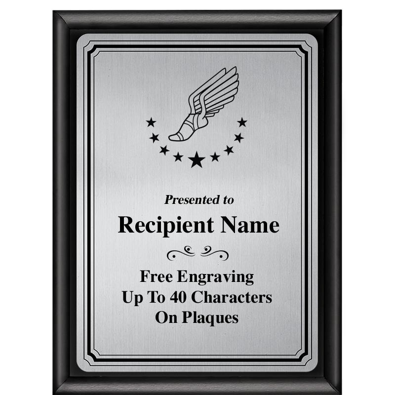 6X8 SLVR TRIO PLT BLK SHNY PLQ