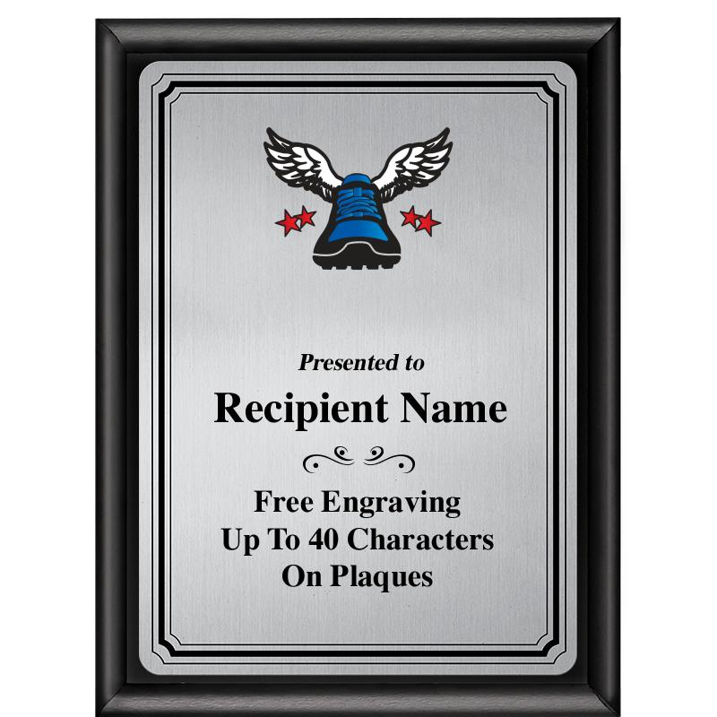 6X8 SLVR TRIO PLT BLK SHNY PLQ