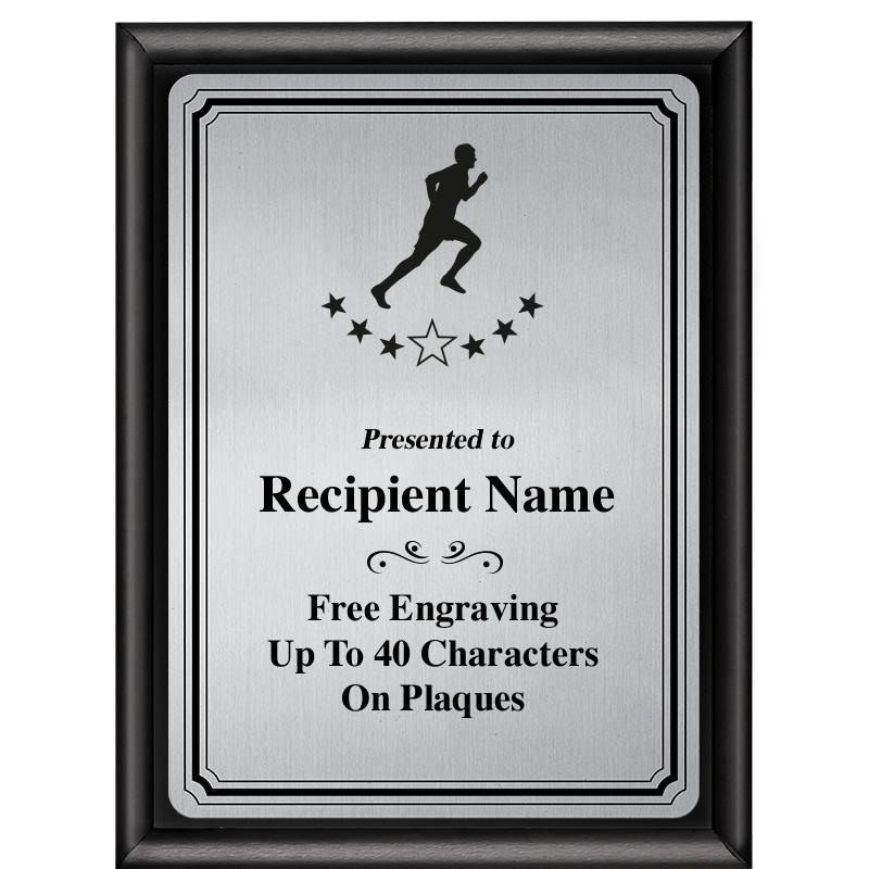 6X8 SLVR TRIO PLT BLK SHNY PLQ