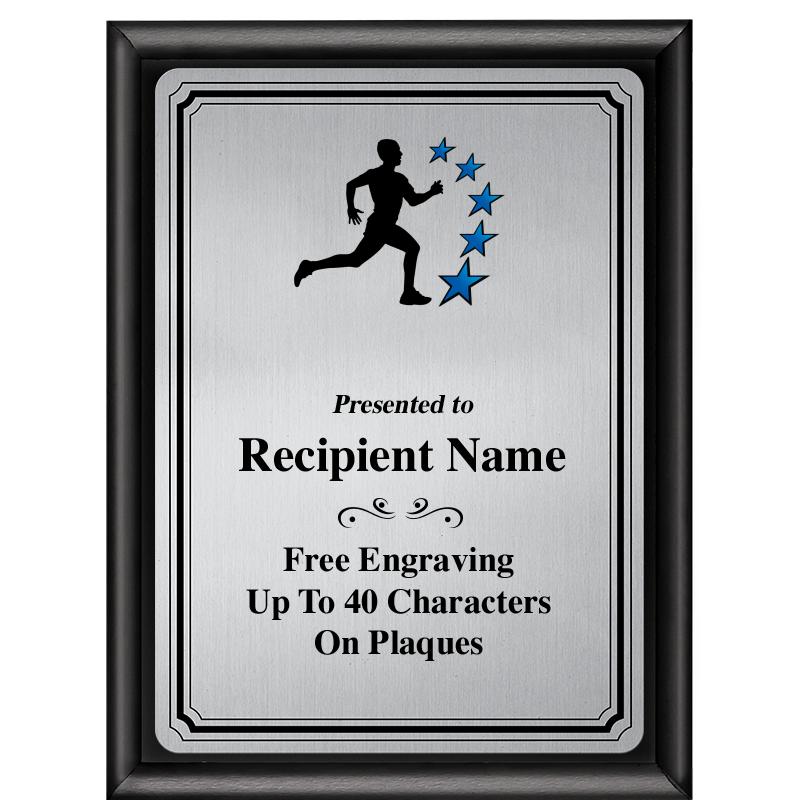 6X8 SLVR TRIO PLT BLK SHNY PLQ