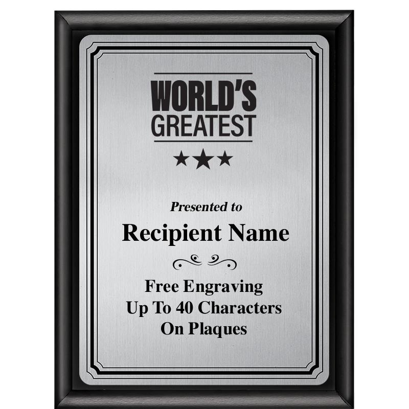 6X8 SLVR TRIO PLT BLK SHNY PLQ