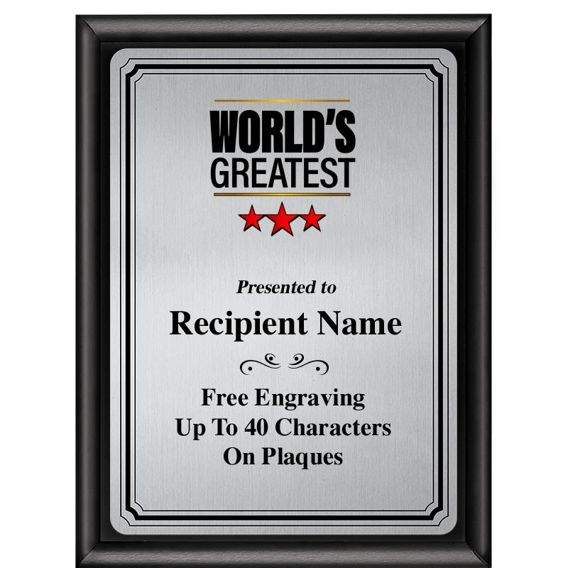 6X8 SLVR TRIO PLT BLK SHNY PLQ