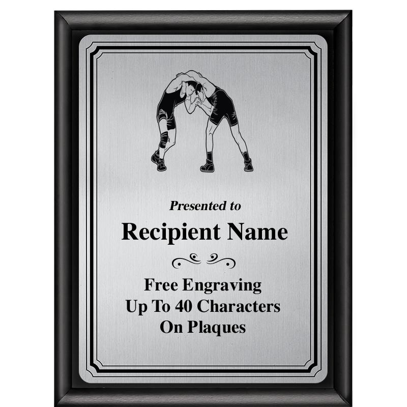 6X8 SLVR TRIO PLT BLK SHNY PLQ