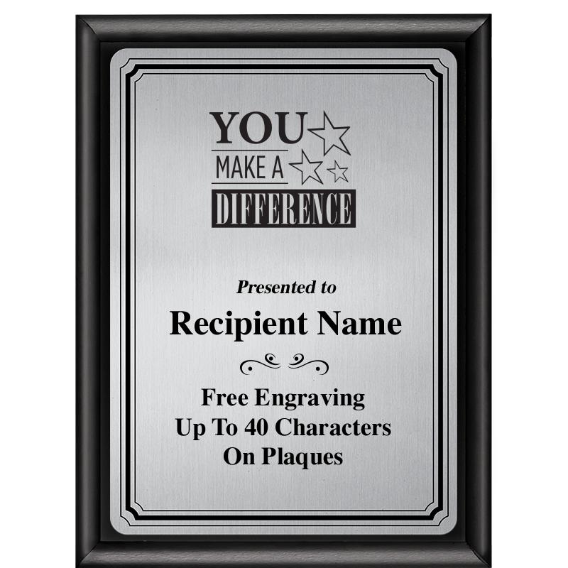 6X8 SLVR TRIO PLT BLK SHNY PLQ