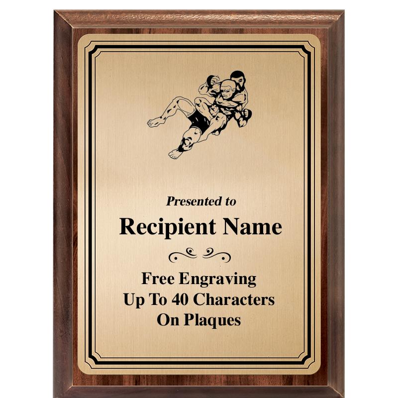 6X8 GOLD TRIO PLT WOOD PLQ