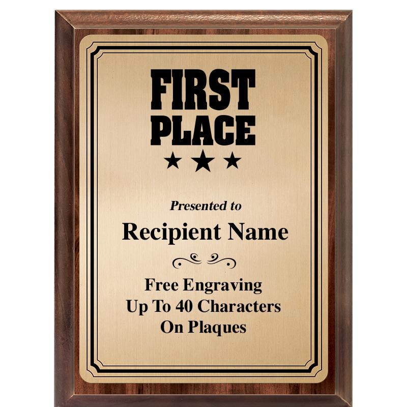 6X8 GOLD TRIO PLT WOOD PLQ