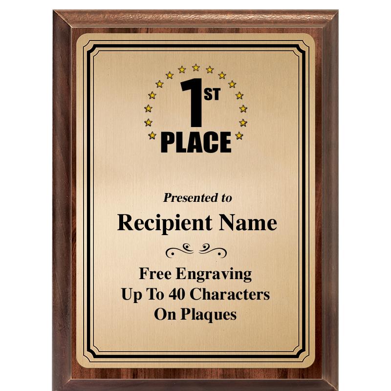 6X8 GOLD TRIO PLT WOOD PLQ