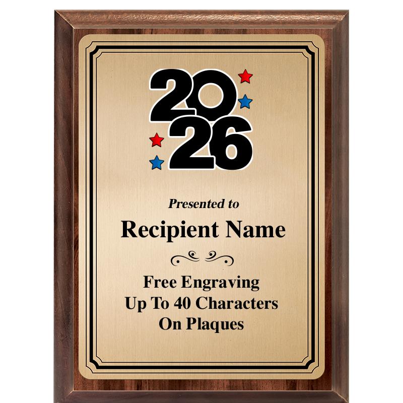 6X8 GOLD TRIO PLT WOOD PLQ