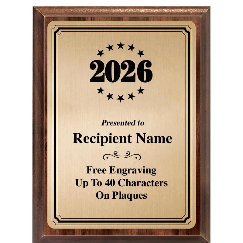 6X8 GOLD TRIO PLT WOOD PLQ