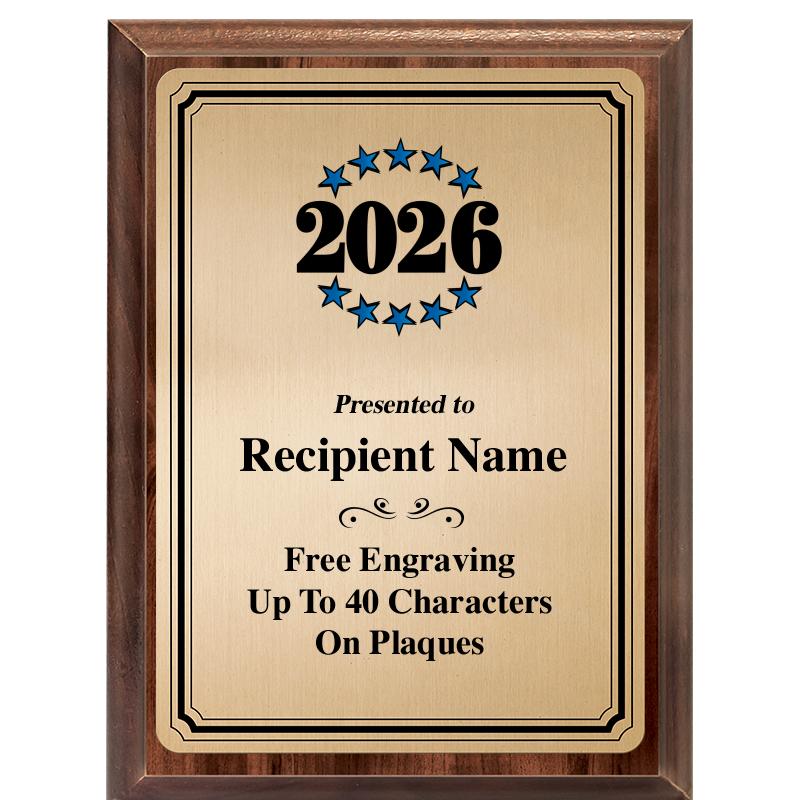 6X8 GOLD TRIO PLT WOOD PLQ