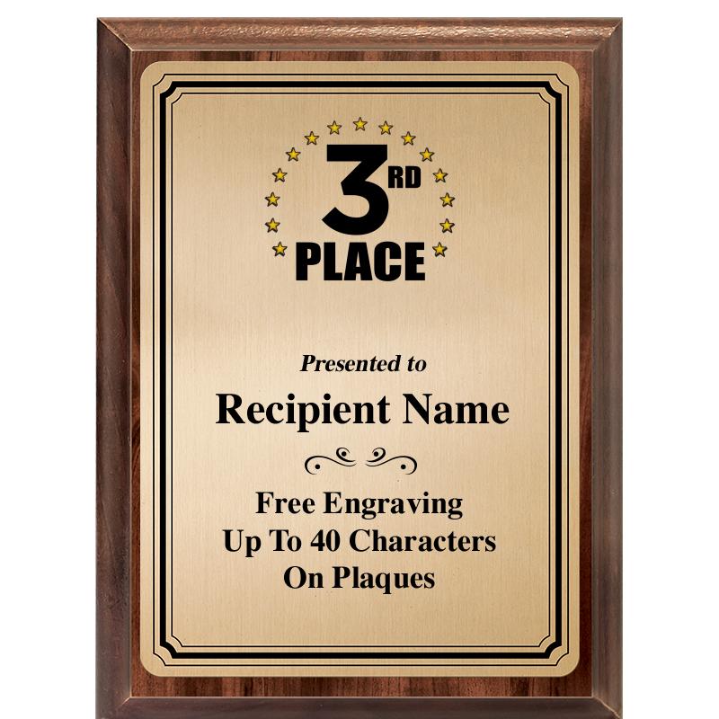 6X8 GOLD TRIO PLT WOOD PLQ