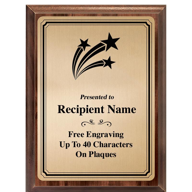 6X8 GOLD TRIO PLT WOOD PLQ