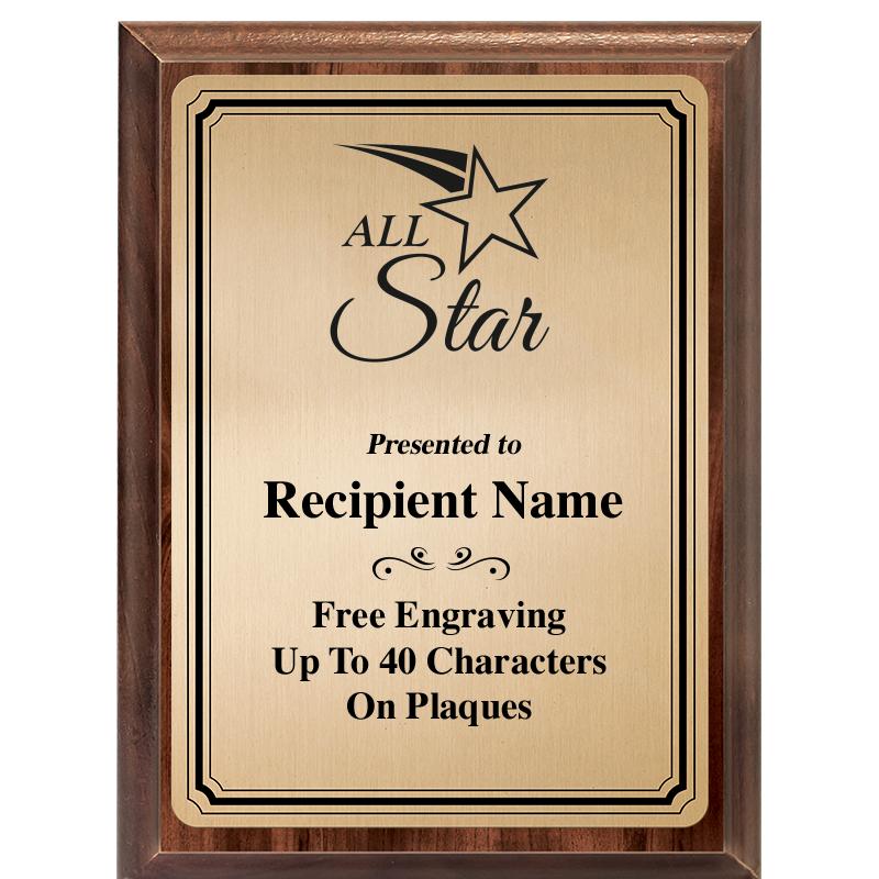 6X8 GOLD TRIO PLT WOOD PLQ