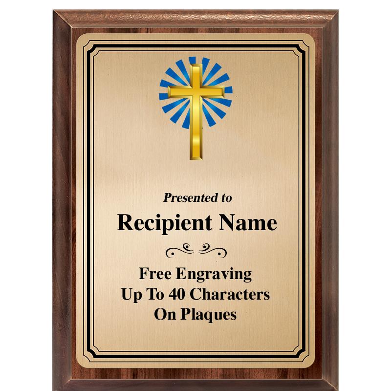 6X8 GOLD TRIO PLT WOOD PLQ