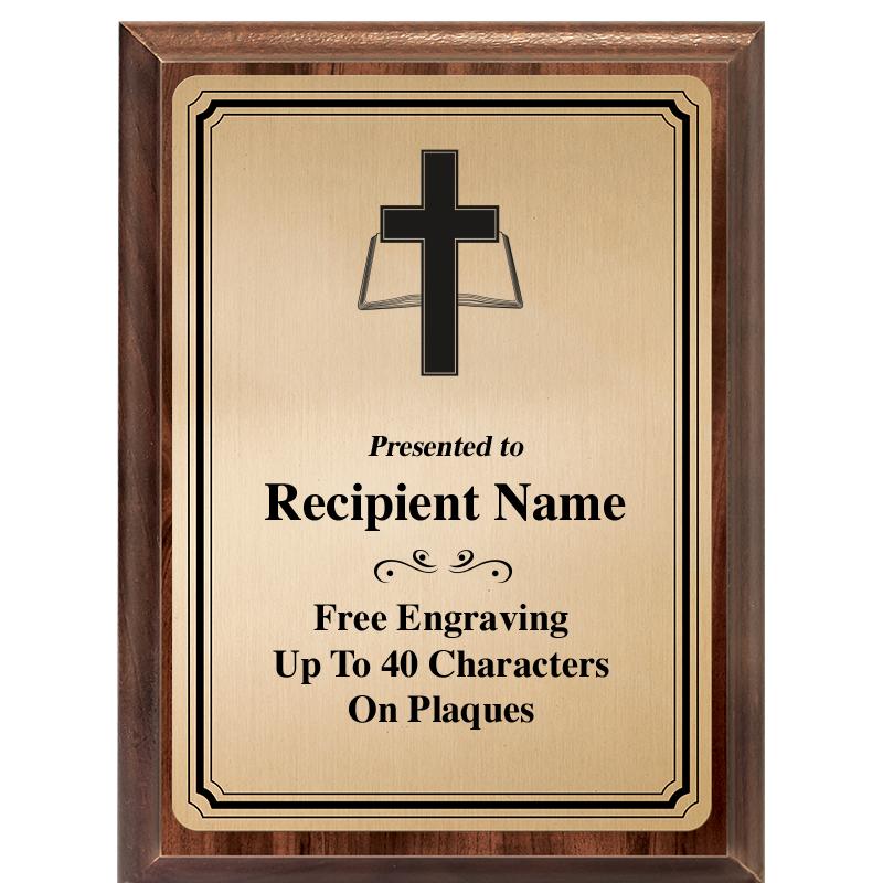 6X8 GOLD TRIO PLT WOOD PLQ