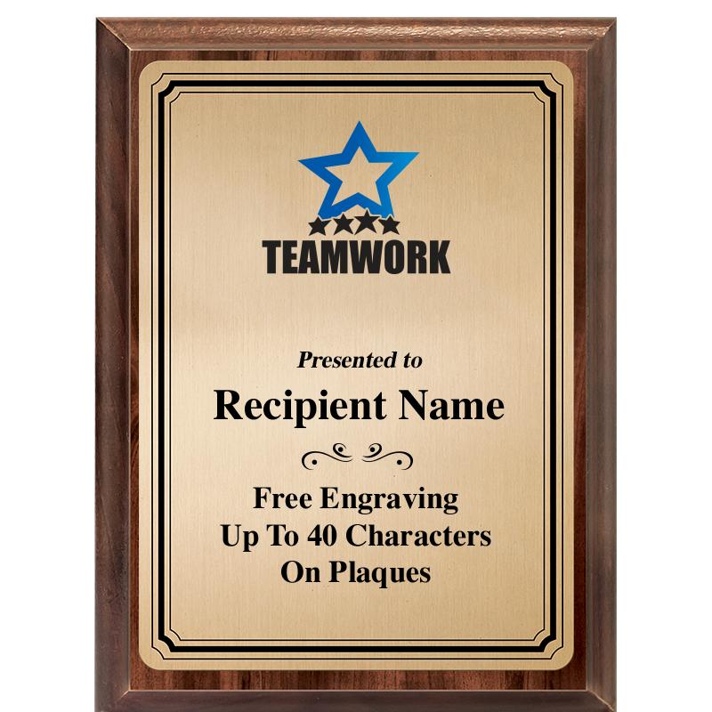 6X8 GOLD TRIO PLT WOOD PLQ