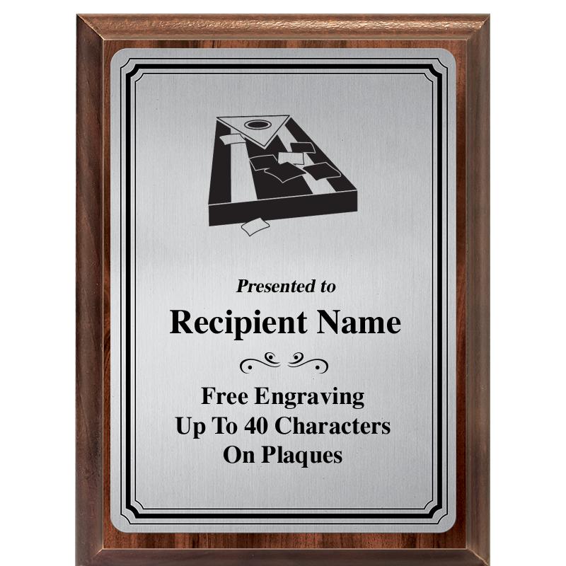 6X8 SLVR TRIO PLT WOOD PLQ