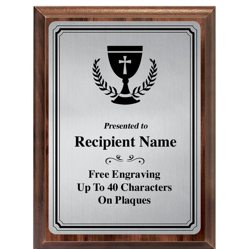 6X8 SLVR TRIO PLT WOOD PLQ