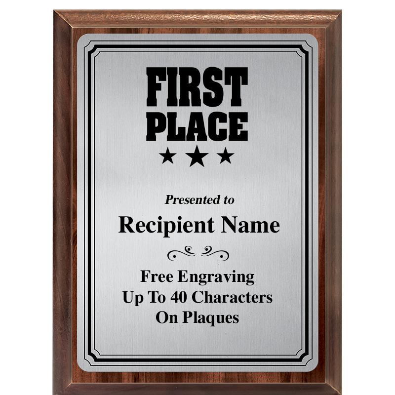 6X8 SLVR TRIO PLT WOOD PLQ