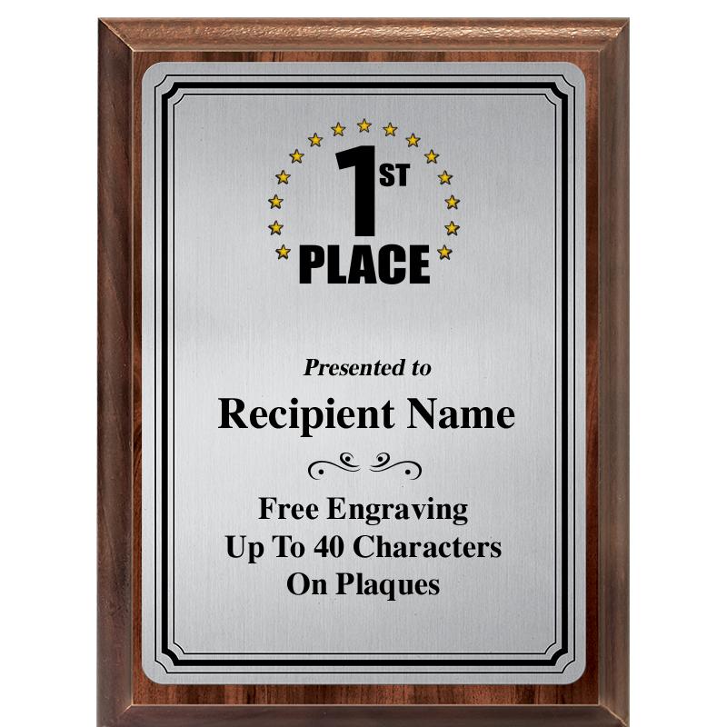 6X8 SLVR TRIO PLT WOOD PLQ