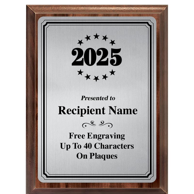 6X8 SLVR TRIO PLT WOOD PLQ