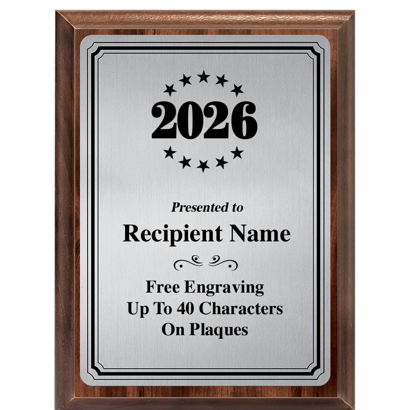 6X8 SLVR TRIO PLT WOOD PLQ