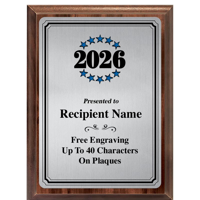 6X8 SLVR TRIO PLT WOOD PLQ