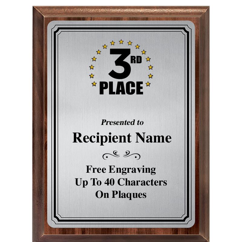 6X8 SLVR TRIO PLT WOOD PLQ