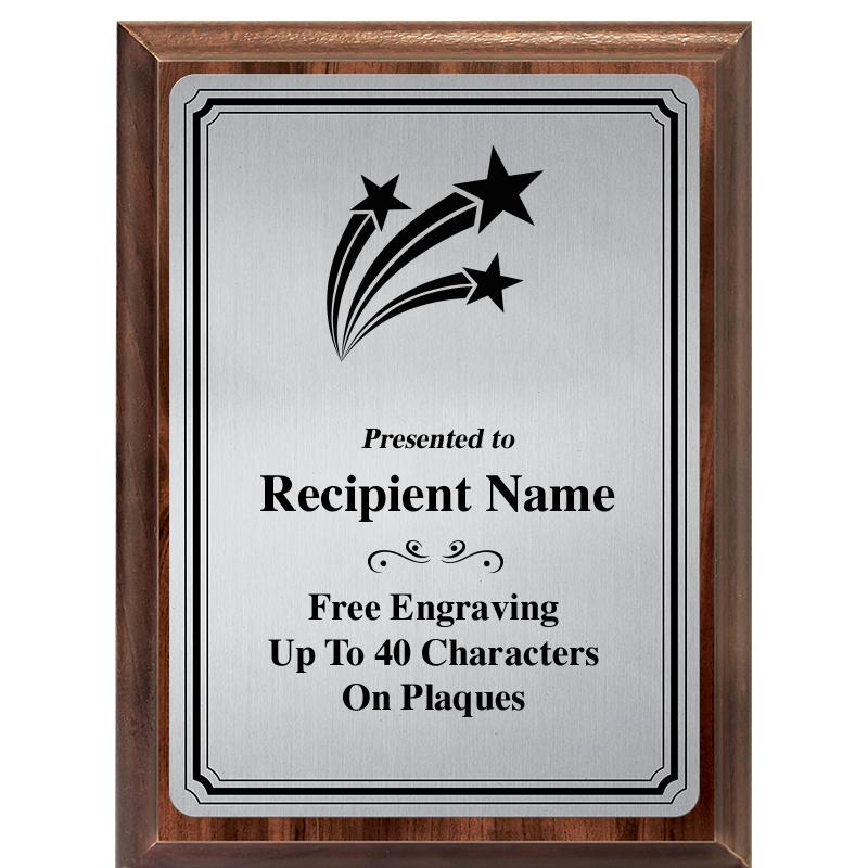 6X8 SLVR TRIO PLT WOOD PLQ