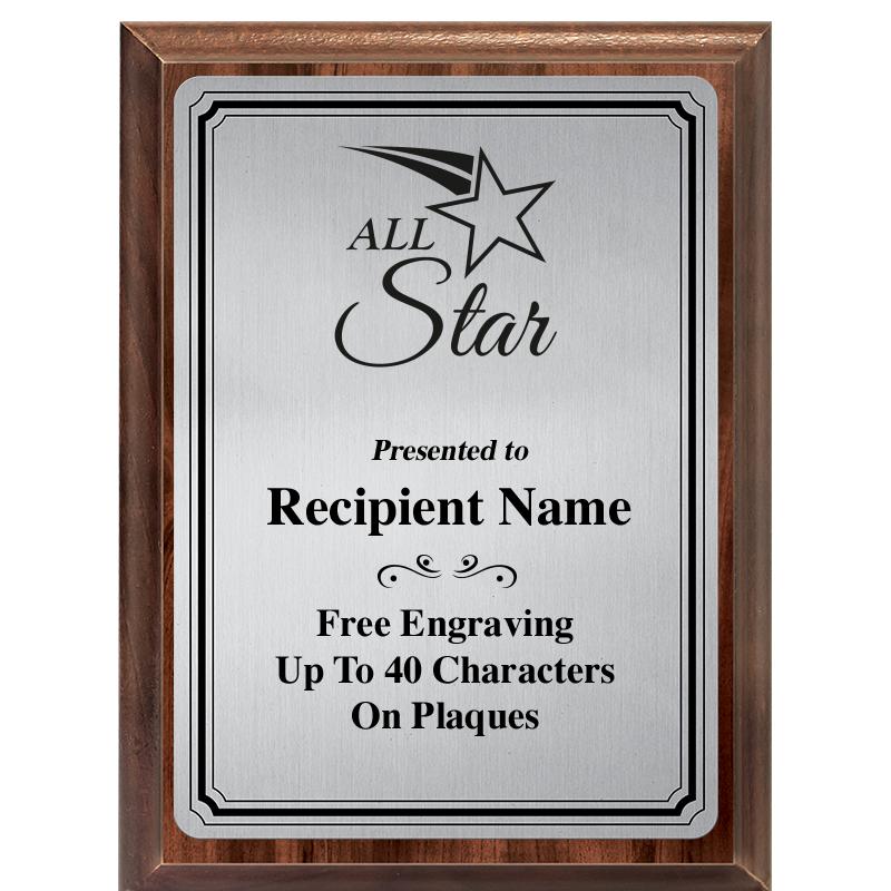 6X8 SLVR TRIO PLT WOOD PLQ