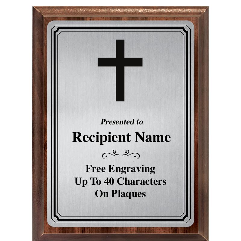 6X8 SLVR TRIO PLT WOOD PLQ