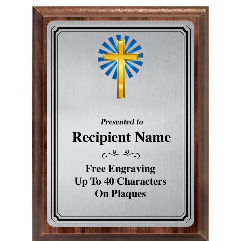 6X8 SLVR TRIO PLT WOOD PLQ