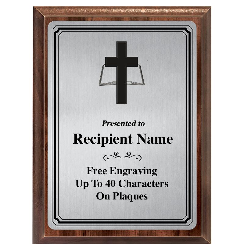 6X8 SLVR TRIO PLT WOOD PLQ